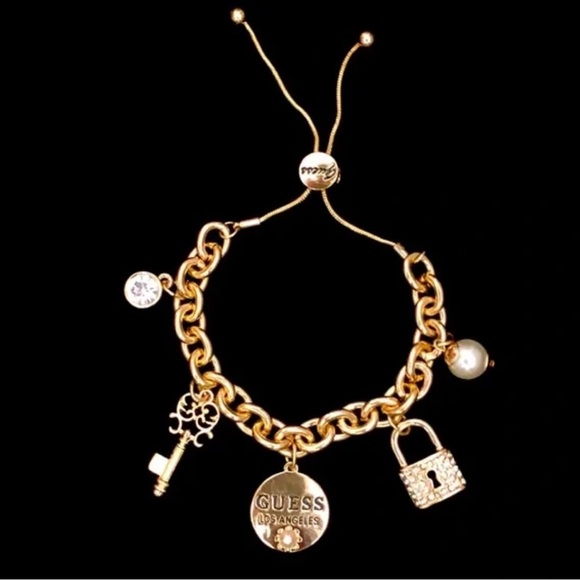 GUESS Charm Bracelet Lock & Key - Picture 1 of 3